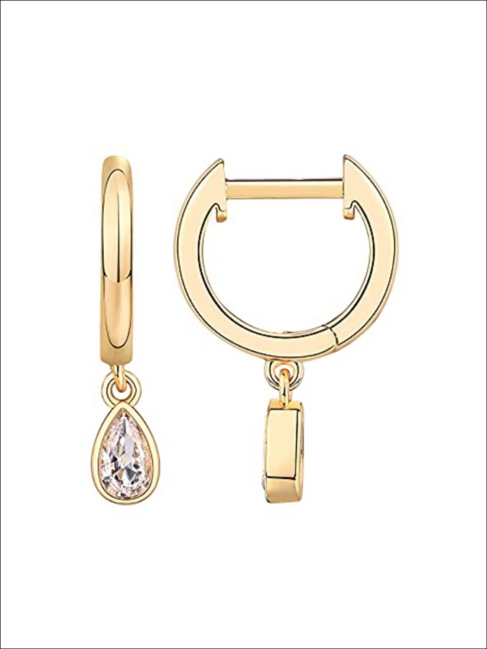 14K Gold Plated Huggie Hoop Earrings Cubic Zirconia Dangle Women